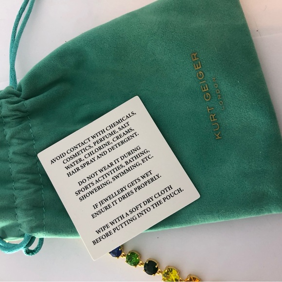 Kurt Geiger London Rainbow Multicolor Crystals Eagle Head Necklace Gold Tone - Picture 7 of 11